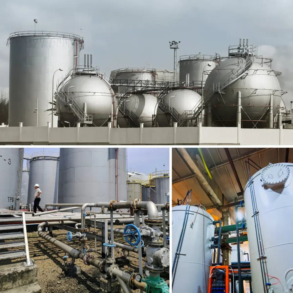 Installation of tank and pressure vessel equipment at industrial plant site