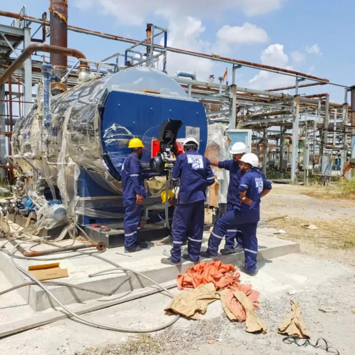 Plant shutdown and maintenance works including piping repair and system inspection